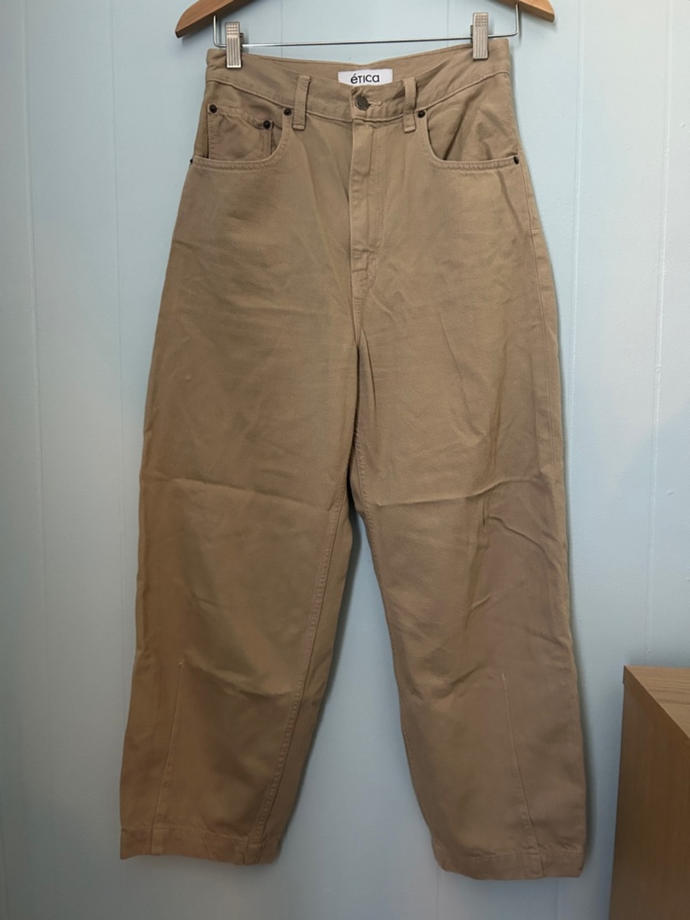 Etica High-Waisted Barrel Leg Khaki Pants